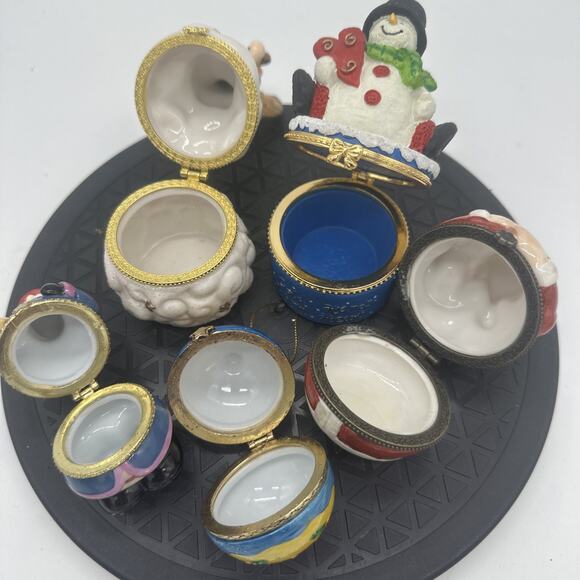 Lot Of 5 Christmas Theme Trinket, Pill, Ring Boxes - Picture 8 of 8